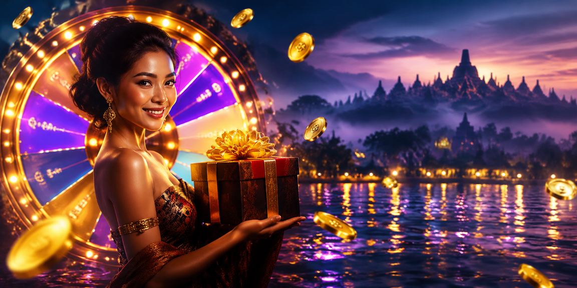 Tampilan lucky draw dengan lampu neon warna-warni